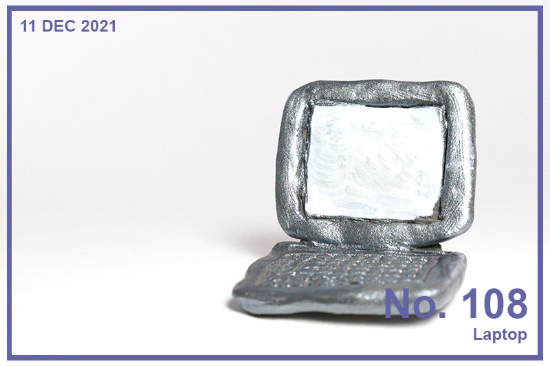 Digital portfolio reviews usually require a laptop like this miniature one